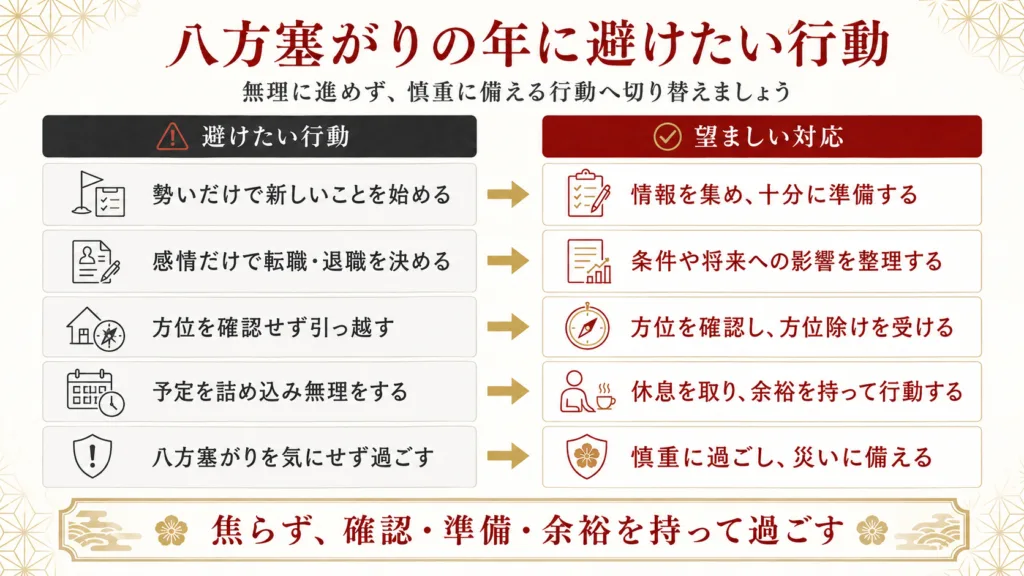 八方塞がりでやってはいけないこと